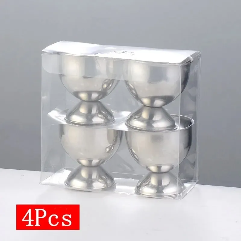 4pcs Stainless Steel Boiled Egg Cups Stand Rack Eggs Holder Kitchen Breakfast Cooking Tool Holder Cooking Tool Kitchen Gadgets