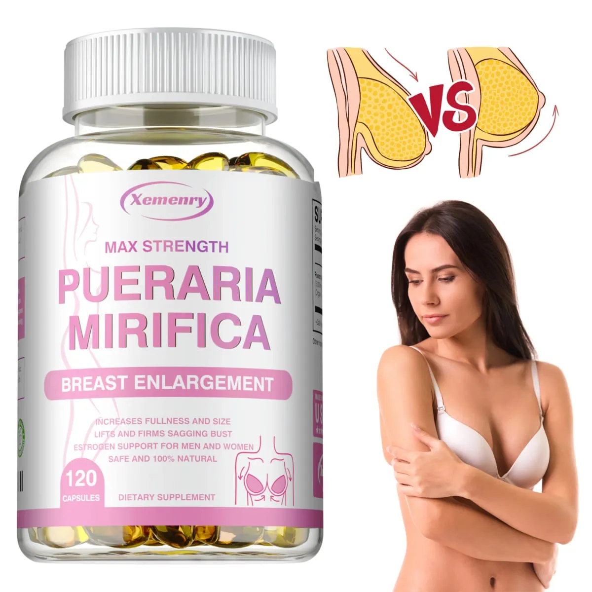 Pueraria Mirifica Capsules 5000mg - Breast Enlargement Female Estrogen Balance — image 5