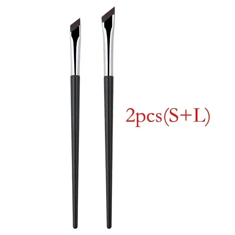 2pcs Angled Tip Eyeliner Brush Ultra Thin Fine Eyebrow Brush Flat Curved Eyeliner Brushes Thin Angled Eyeliner Makeup Tools