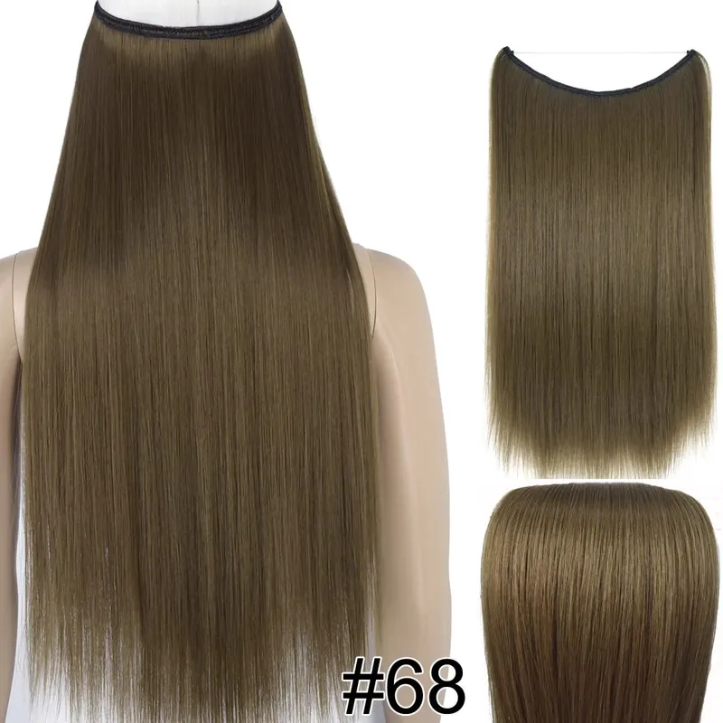 Synthetic Heat Resistant Hair Silky Straight Elasticity Invisible Wire Hair Extensions 8006