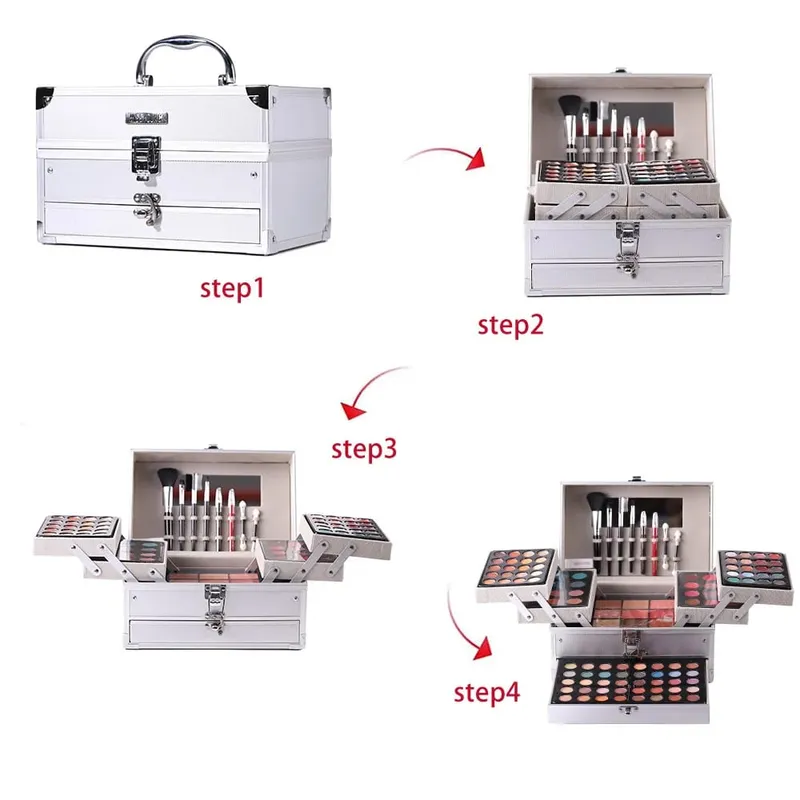 Full Face All-in-One Makeup Set Eyeshadow & Blush Integrated Palette Long Lasting Portable Multifunctional Facial Cosmetics Kit