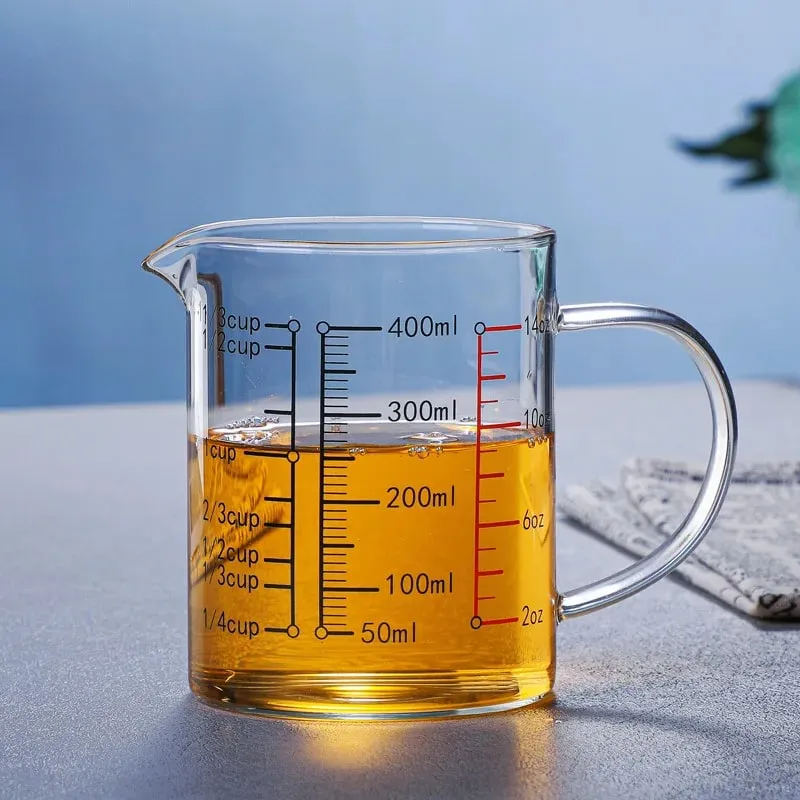 Mataas na Borosilicate Glass Measuring Cups Clear Glass Scale Cup With Handle V Shaped Spout Kitchen Glass Measuring Beaker