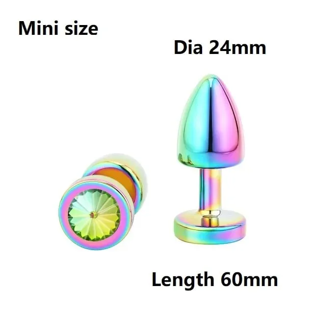 Small Size Metal Anal Beads Butt Plug Mini Rainbow Rose gold Butt Plug Crystal Jewelry Trainer Anal Dildo Masturbation Sex Toy