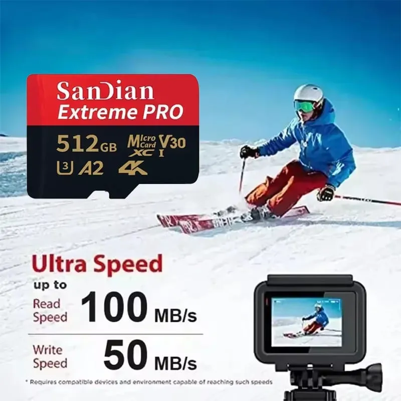 Class 10 U3 V30 Waterproof Memory SD Cards with USB Adapter 128GB 512GB High Speed Micro TF/SD Card for Phone Laptop Camera