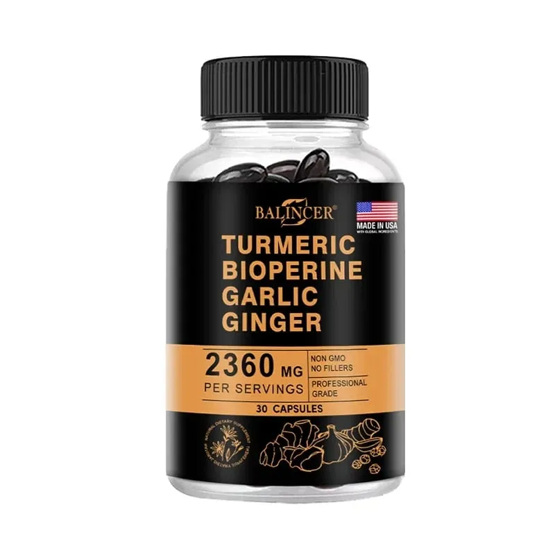 Kurkuma gyömbér-kiegészítő piperinnel 2360 Mg fokhagymával Comfort Emésztést és immunrendszert segítő tápanyag-kiegészítő kalcium-gluténmentes