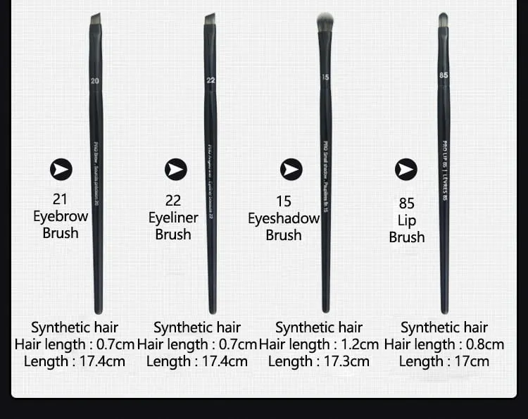 4pcs/set Pro Black Eye Shadow Makeup Brushes Lip Brow Precision Concealer Blending Synthetic hair Smudge Highlight Make Up Brush