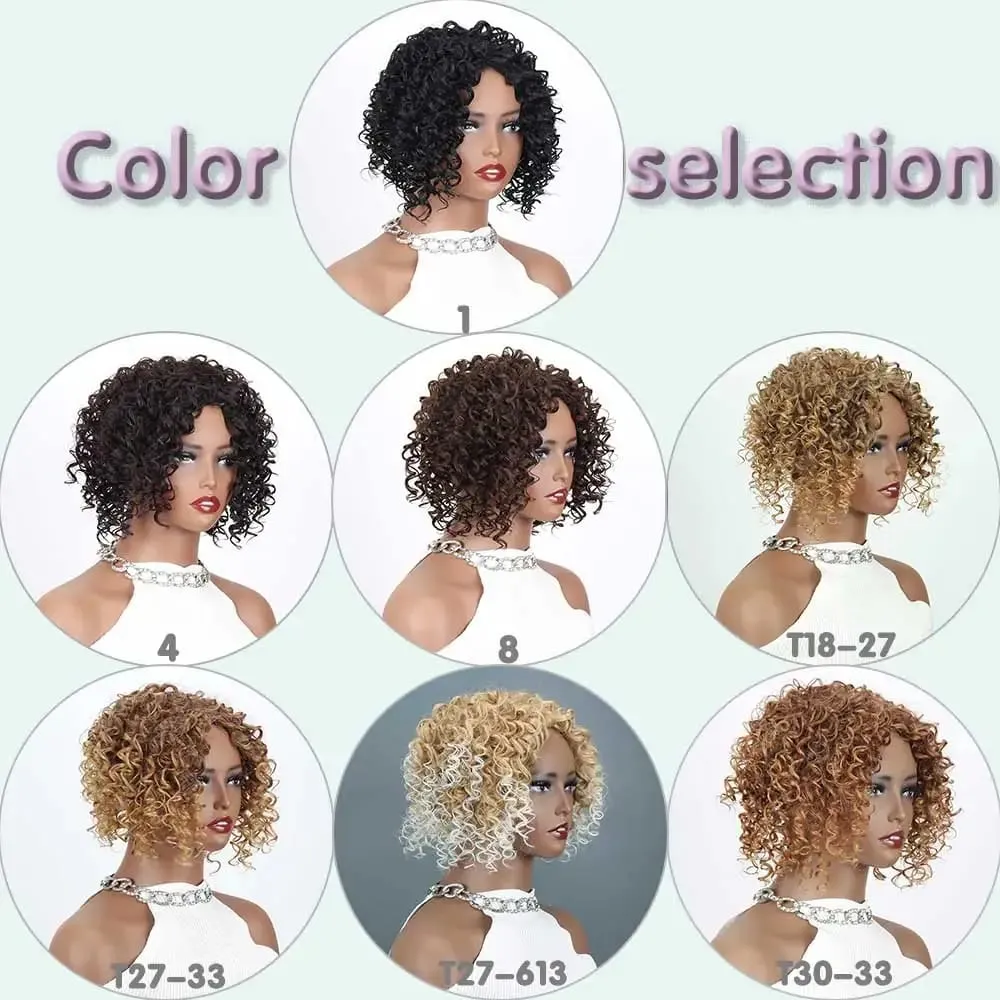 Synthetic Short Kinky Curly Hair Topper Clip-in Afro Curly Hairpiece for Women Natural Looking Top Hairpiece for Thinning Hair