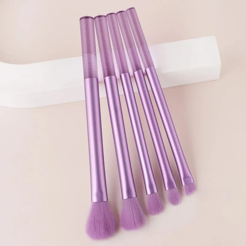 5Pcs Transparent Glitter Rod Cosmetic Brushes Multi-function Blush Powder Eyeshadow Brow Makeup Applicators