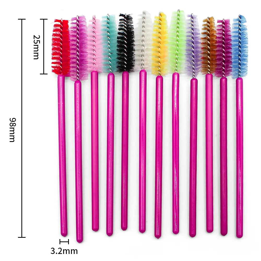 50pcs Disposable Eyelash Brushes Extension Rose Red Eyebrow Brush Mascara Wand Eye Lashes Cosmetic Tool Set Makeup Beauty