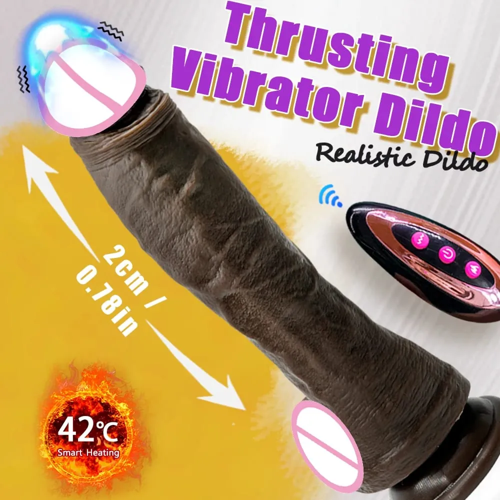 Black xxxL Telescopic Vibrating Dildo Vibrator Heating Thrusting Dildo Sex Toy G-spot Anal Stimulation Vibrating for Women — image 3