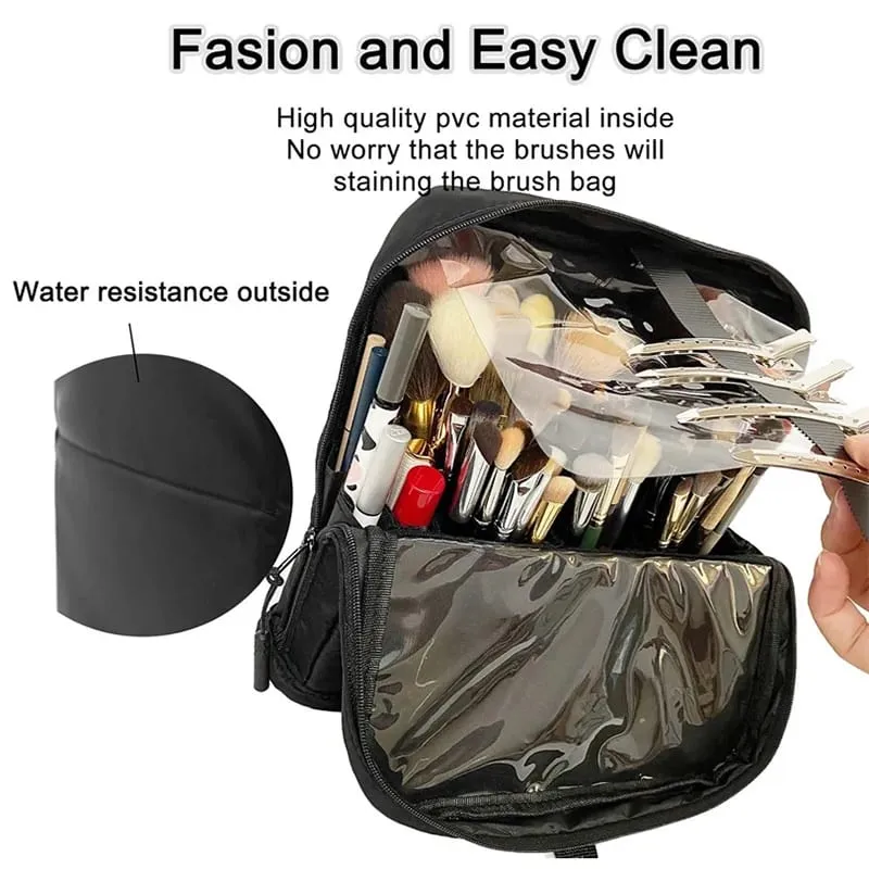 Stand-up Makeup Brushes Storage Bag with Adjustable Dividers Foldable Makeup Artist Storage Large Capacity Makeup Brushes Pouch