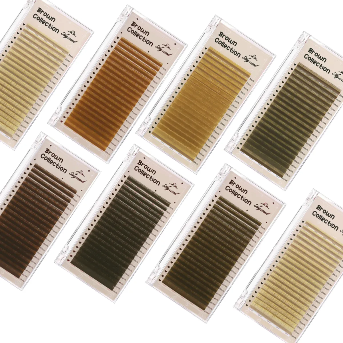 Pro 20 Rows Brown Collection Individual Eyelash Extension Russian Volume Lashes MIX7-15 Soft Mink Brown Eyelashes Makeup