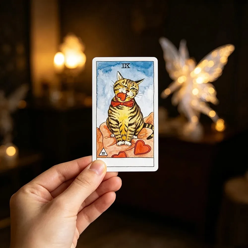 Cat Tarot Cards 78‑Pcs Cute Cat Design Tarot Cards Set Fortune‑Telling Divination Tarot Deck for Beginners and Cat Lovers