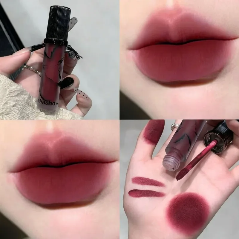 Marble Matte Lip Mud Velvet Soft Fog Lip Tint Long Lasting Non Stick Cup Lip Cosmetics