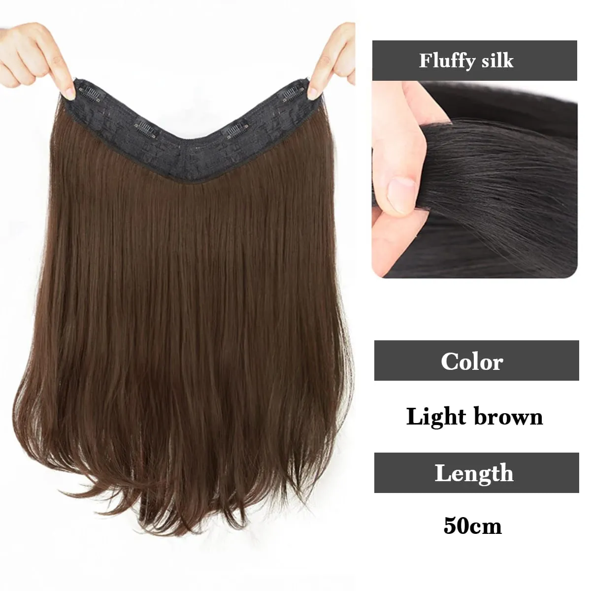 Synthetic V-shaped hair extensions wigs clips that naturally connect to women's hair heat-resistant wigs used for daily wear