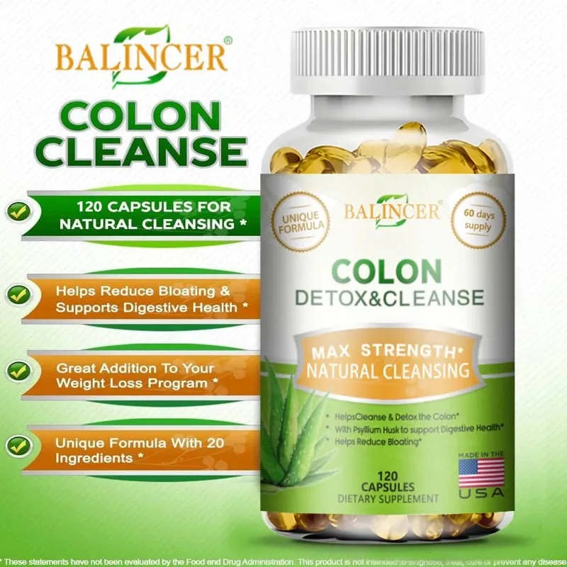 Balincer Colon Cleansing Supplement - Full Body Colon Digestive Regulation and Gut Health for Men and Women 120 Capsules