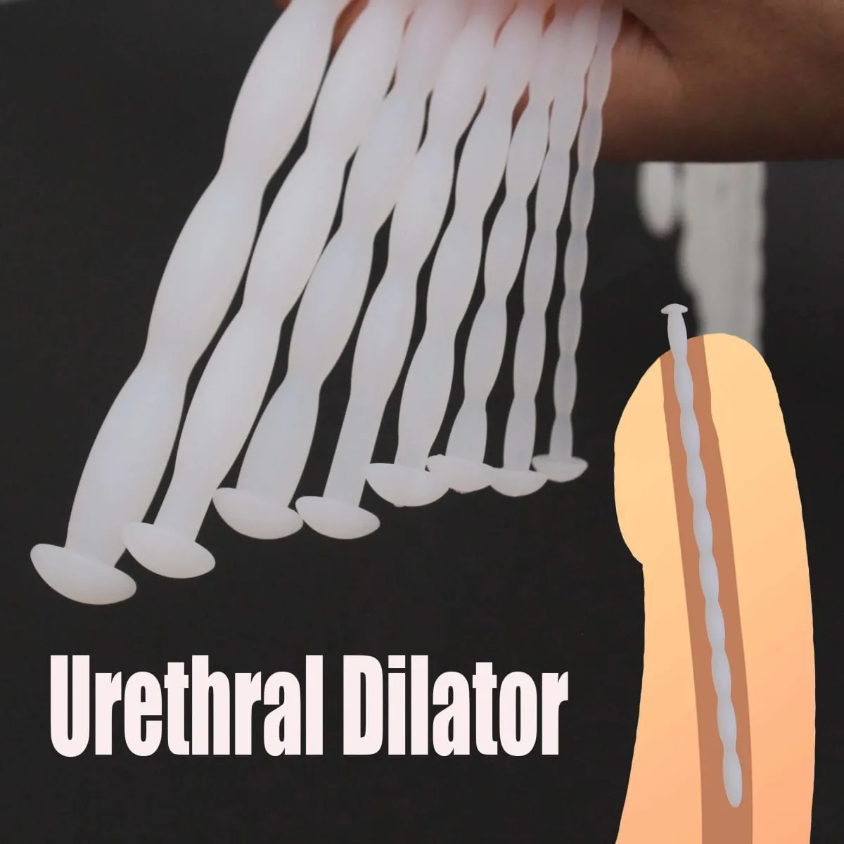 Manyjoy 8 Sizes White Wave Shape Silicone Urethral Dilator Male Masturbation Blockage Stimulator Catheter Adult Sex Toys for Men