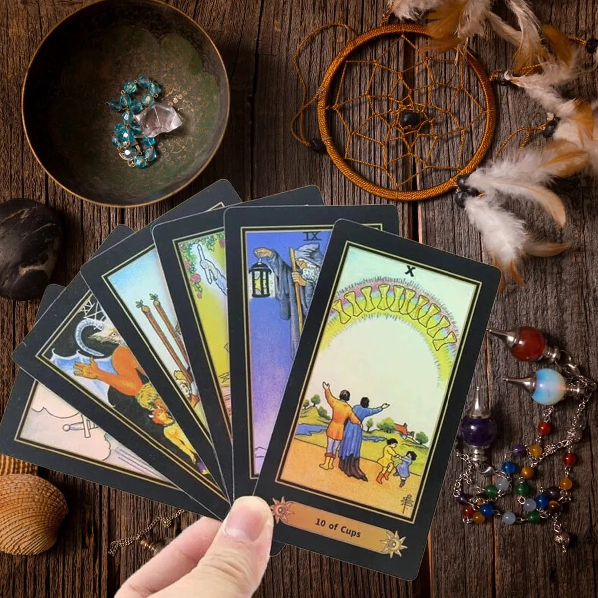 78 Holographic Tarot Cards with Guide Book Waterproof Future Telling Game for Beginners Edition Magician Tarot Deck Board Game