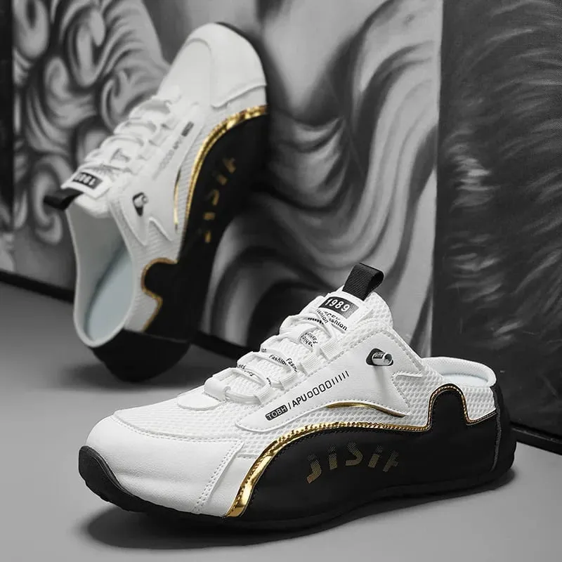 Men's Casual Closed Toe Half Slippers Summer Comfortable Breathable Soft Sole Sneakers Fashion Slip-on Men's Tennis Shoes 2026