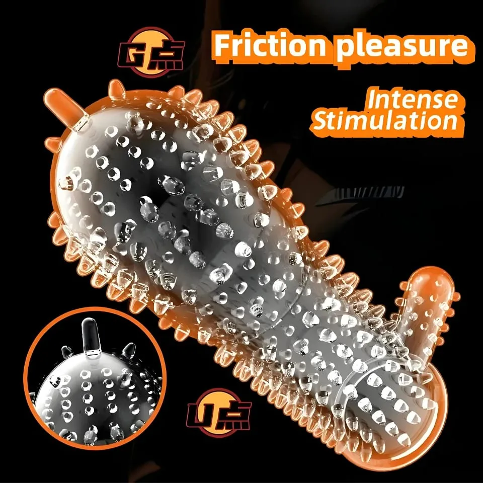 Penis Covers Extender Men's Condoms Crystal Penis Condoms Finger Cock Ring Adult Sex Toy For Sex Male Longer Lasting