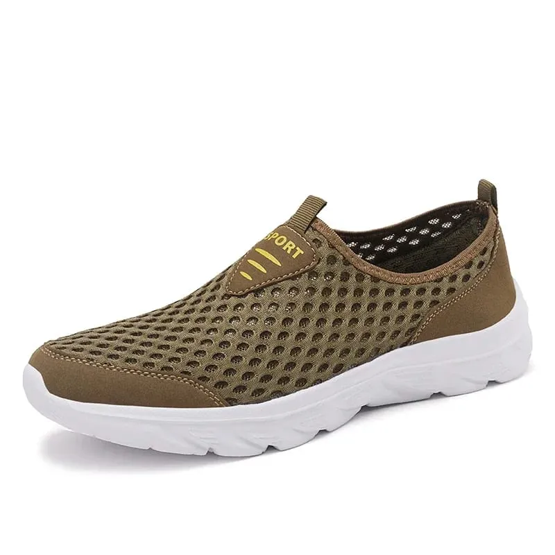 Sapatos de malha respirável masculino deslizamento em tênis casuais masculinos antiderrapantes sapatos de caminhada ao ar livre para homem