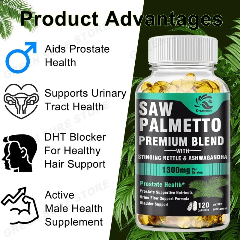 Men's Saw Palmetto Stinging Nettle Ashwagandha Lycopene - Bladder and Urinary Relief Men's Prostate Supplement