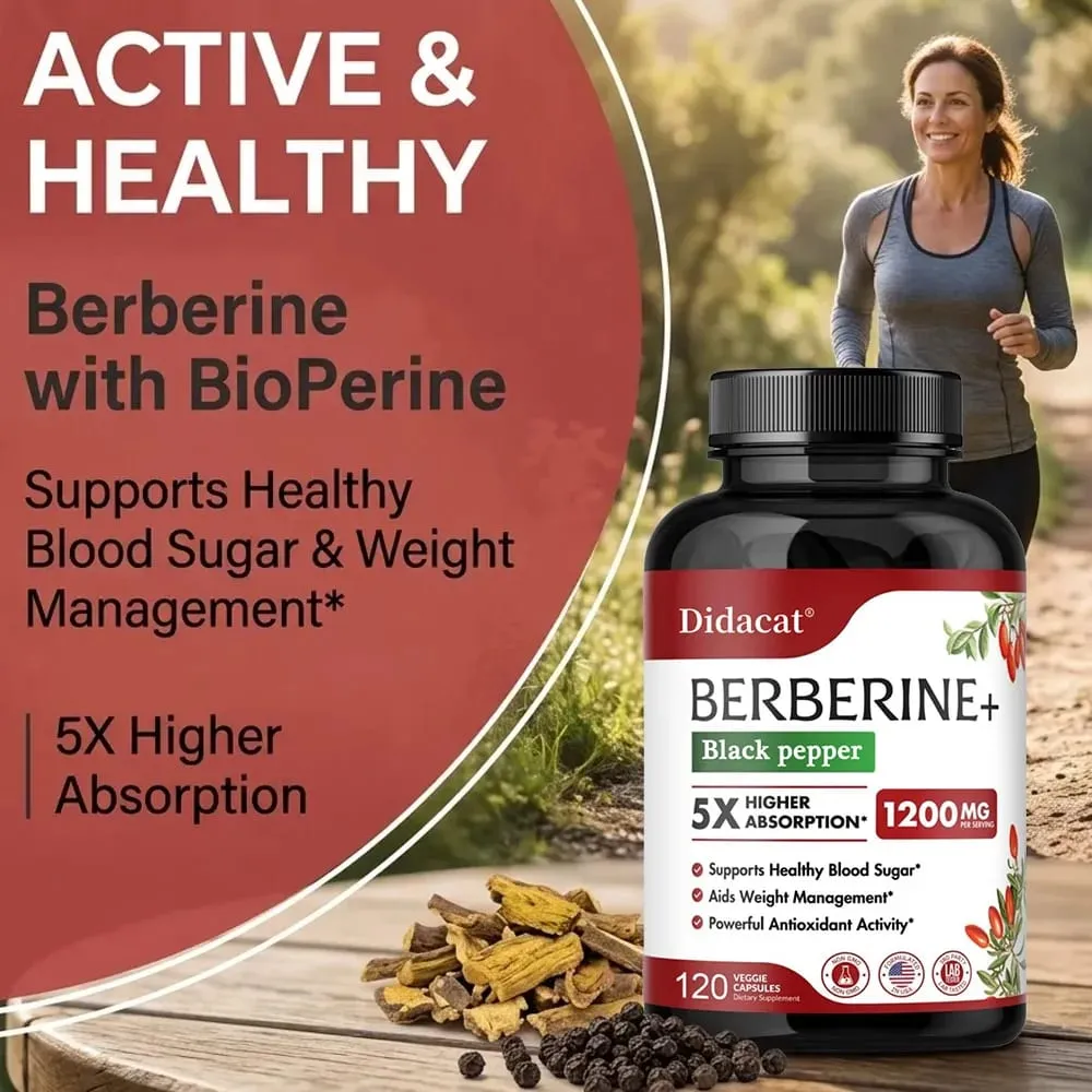 Kapsul Suplemen Berberine Premium 1200 MG Menyokong Sistem Imun Kardiovaskular Jantung & Kesejahteraan Gastrointestinal