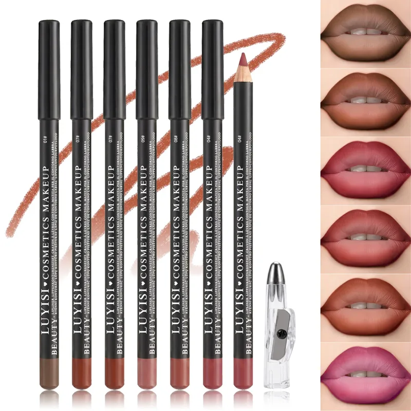 Professional Lip Liner Set with Sharpener 2pcs Waterproof Lip Pencils+1pc Sharpener Long-Wearing Transfer-Proof Velvet Matte