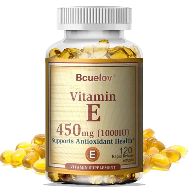 Bcuelov Vitamin E 1000 IU 450mg - for skin hair circulatory health immune system support - antioxidant supplement