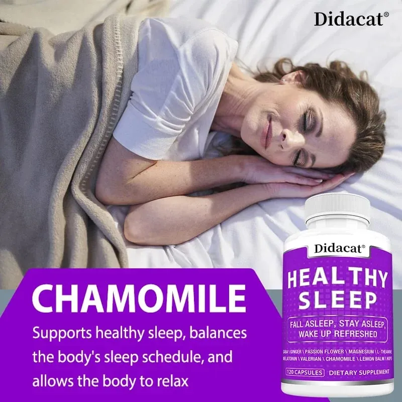 Valerian Capsules - with Magnesium Glycinate Chamomile Promate Sleep Quality Improve Mood Support Immune Health
