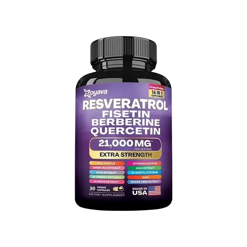 Resveratrol Extract Capsules - Benefits Immunity Antioxidants Cardiovascular Health Promotes Smooth Skin