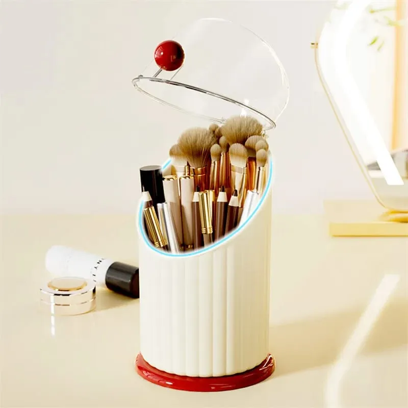 Makeup Brush Storage Box Large Capacity Makeup Brushes Holder With Clear Lid Dustproof Comestic Tools Lipstick Eyebrow Organizer