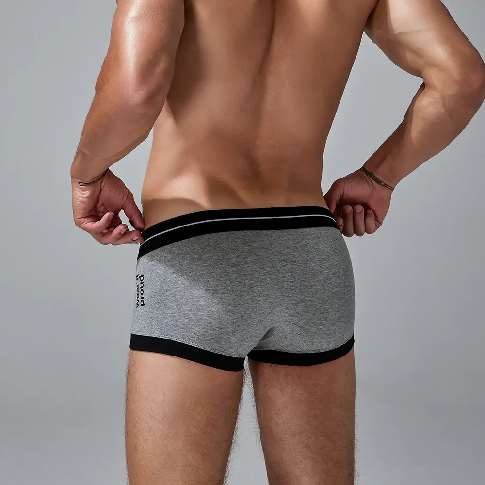 Seobean 4-Pack Men's Cotton Underwear Comfortable Breathable Sweat-Absorbent Flat-Bottom Briefs