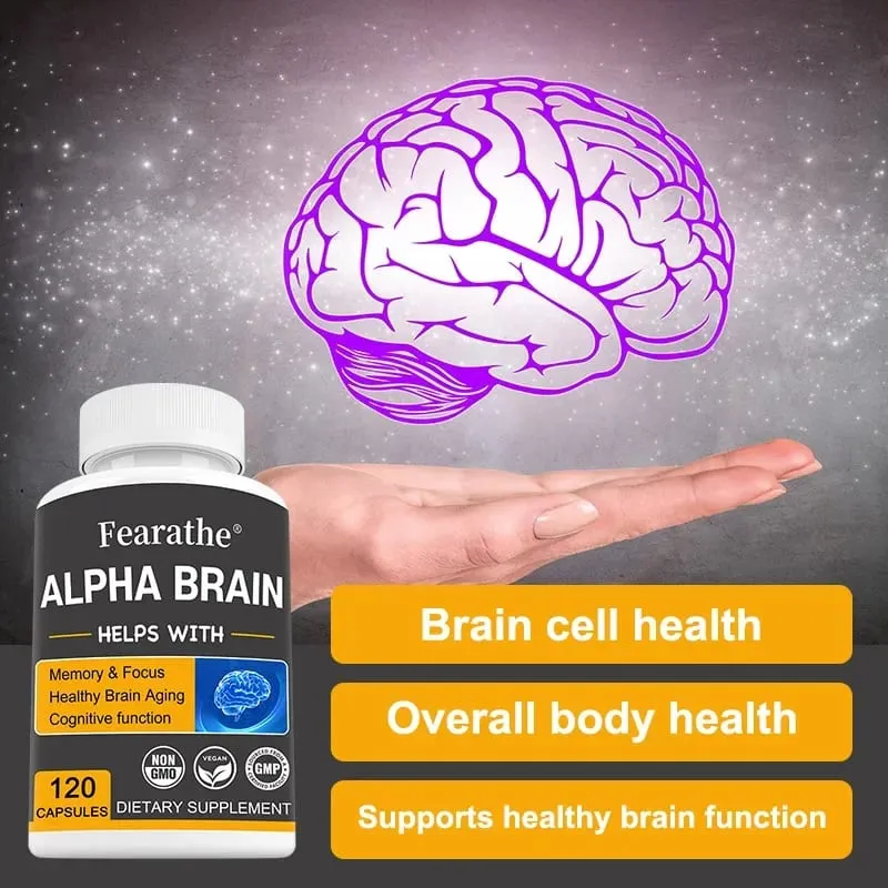 Alpha Brain Nootropics Suplement mózgu dla mężczyzn i kobiet - Pamięć, jasność umysłu i funkcje poznawcze dzięki kapsułkom skupiającym witaminę B6