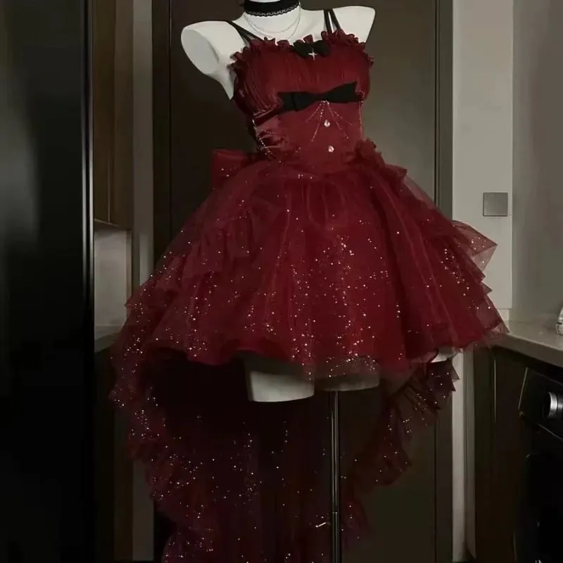 Robe Lolita noire douce d'été Y2k pour femmes, vêtements décontractés, robe japonaise Kawaii, vêtements de soirée, Vintage Chic, vêtements d'extérieur, nouveau
