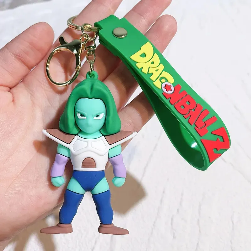 Anime Dragon Ball Keychain PVC Cartoon Cartoon Figure Trunks Son Goku Piccolo Buu Vegeta Figures Key Chain Keyring Bag Decor