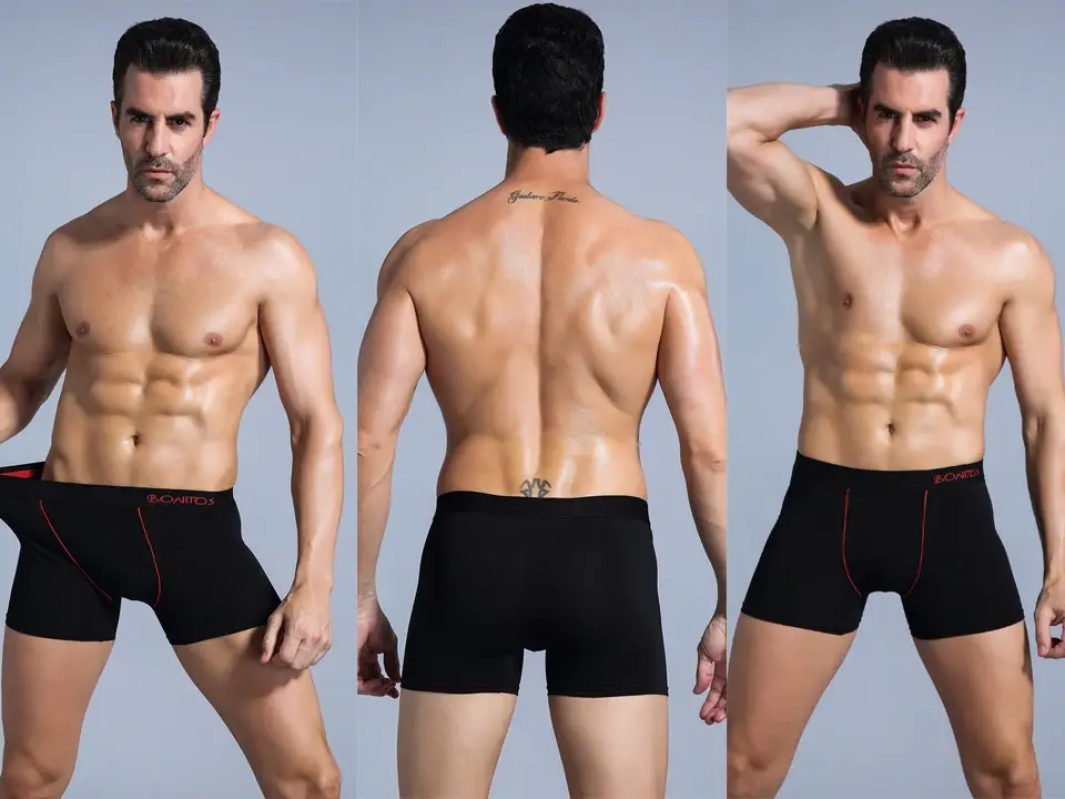 Boxer in cotone 4 pezzi per intimo uomo Mutandine da uomo di alta qualità Mutande da uomo classiche Pantaloncini Lettera Cintura Boxer