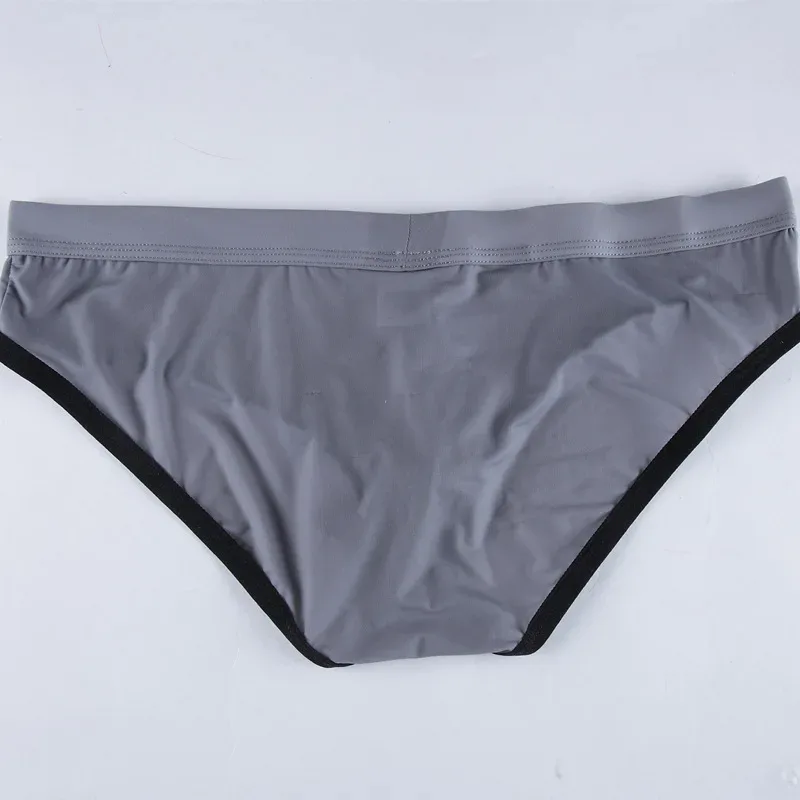 Men's Erotic Briefs Elephant Nose Open Sheath Bikini Gay Sexy Thin Ice Silk Penis Bulge Separate Elastic Quick Dry Sports Tangas