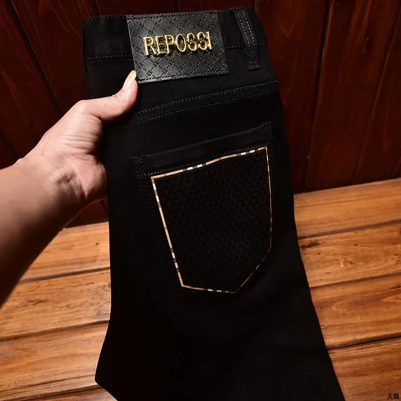 2024 New Light Luxury and Simplicity Black Jeans Men's Fashionable All-Match Straight Slim Fit Casual Trend Skinny Stretch Trous — image 3