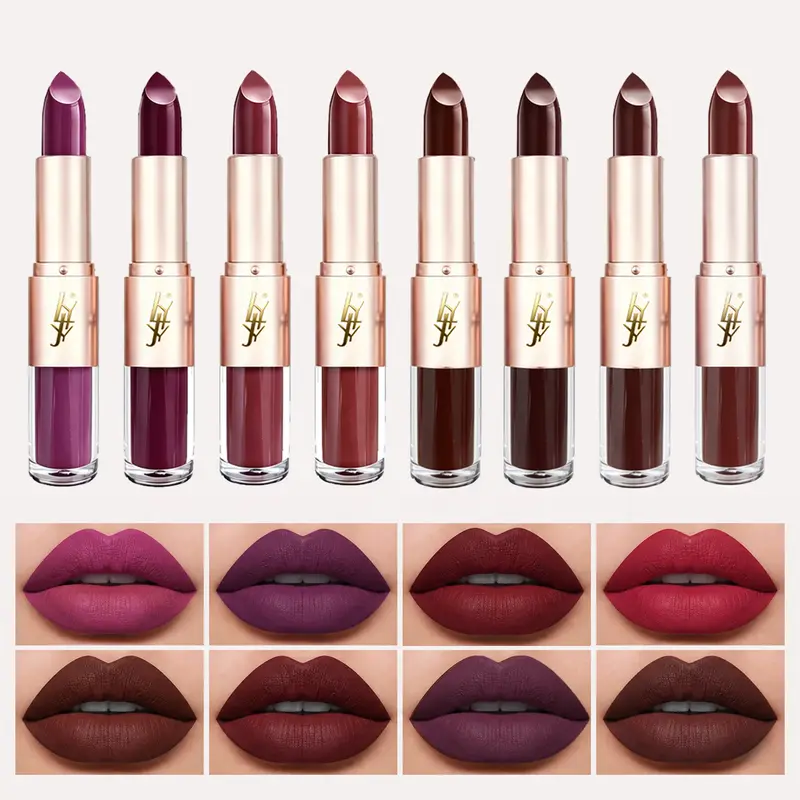 2 IN 1 Dual-End Lipstick & Liquid Lip Gloss High Shine Glossy Lip Color Long Lasting Waterproof Bold Lip Makeup