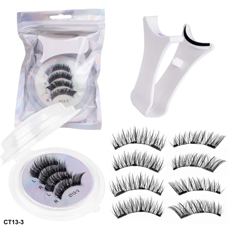 2Pairs Magnetic Eyelashes Thick Cat False Eye Lashes Makeup Set Reusable Glue-free Flully and Curly Customized And Wholesale