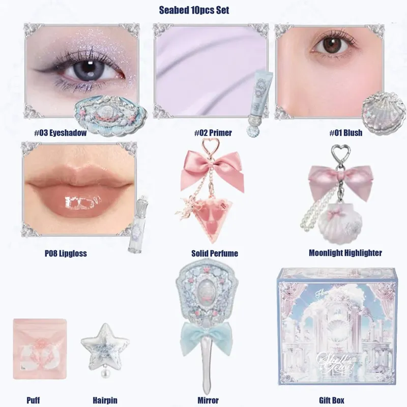 Flower Knows Shells Pearl Eyeshadow Essence Lip Honey Blush Cheek Makeup Front Ocean Gift Box Makeup Kit Full Professional — image 19