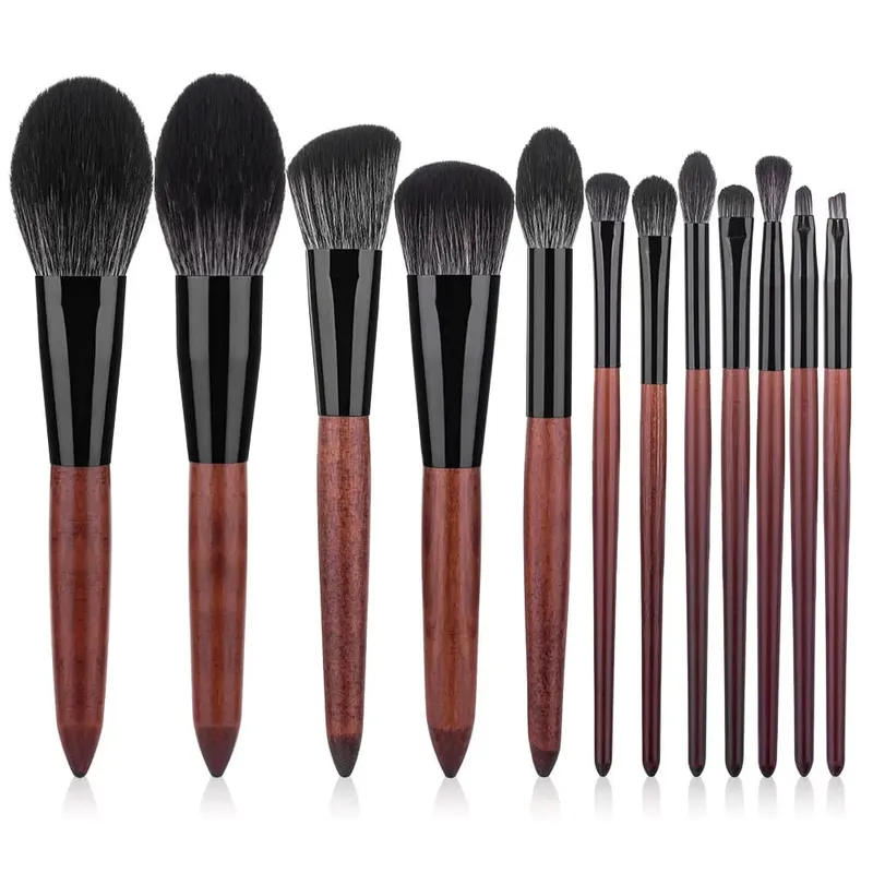 12pcs High Quality Makeup Brushes Set Foundation Powder Blush Eyeshadow Sponge Brush Soft Wool Fiber Hair Cosmetic Tools