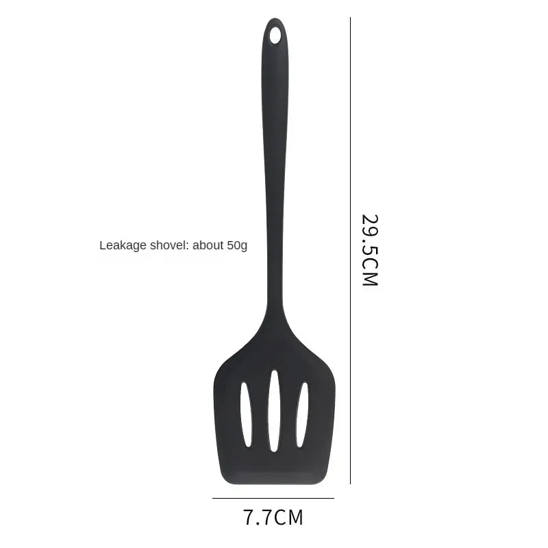 8ps Household black Silicone kitchenware 8-piece set of Chinese spaghetti spoon salad spaghetti spaghetti spaghetti，Rice spoon，
