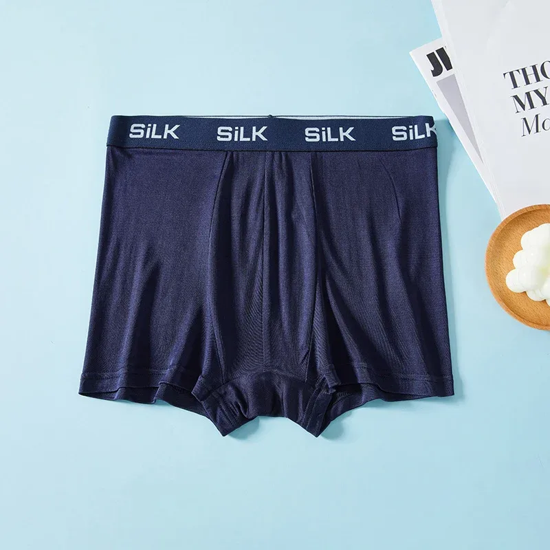 SuyaDream MEN Boxer Shorts 100%Natural Silk Healthy Solid Panties Natural Fabric Underwear