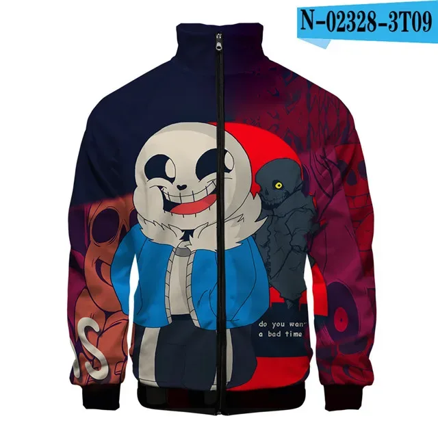 Luksusowe popularne Sans Undertale 3D Print Zipper Raglan kurtka wiatrówka chłopcy/dziewczęta wygodne kurtki ze stójką płaszcze