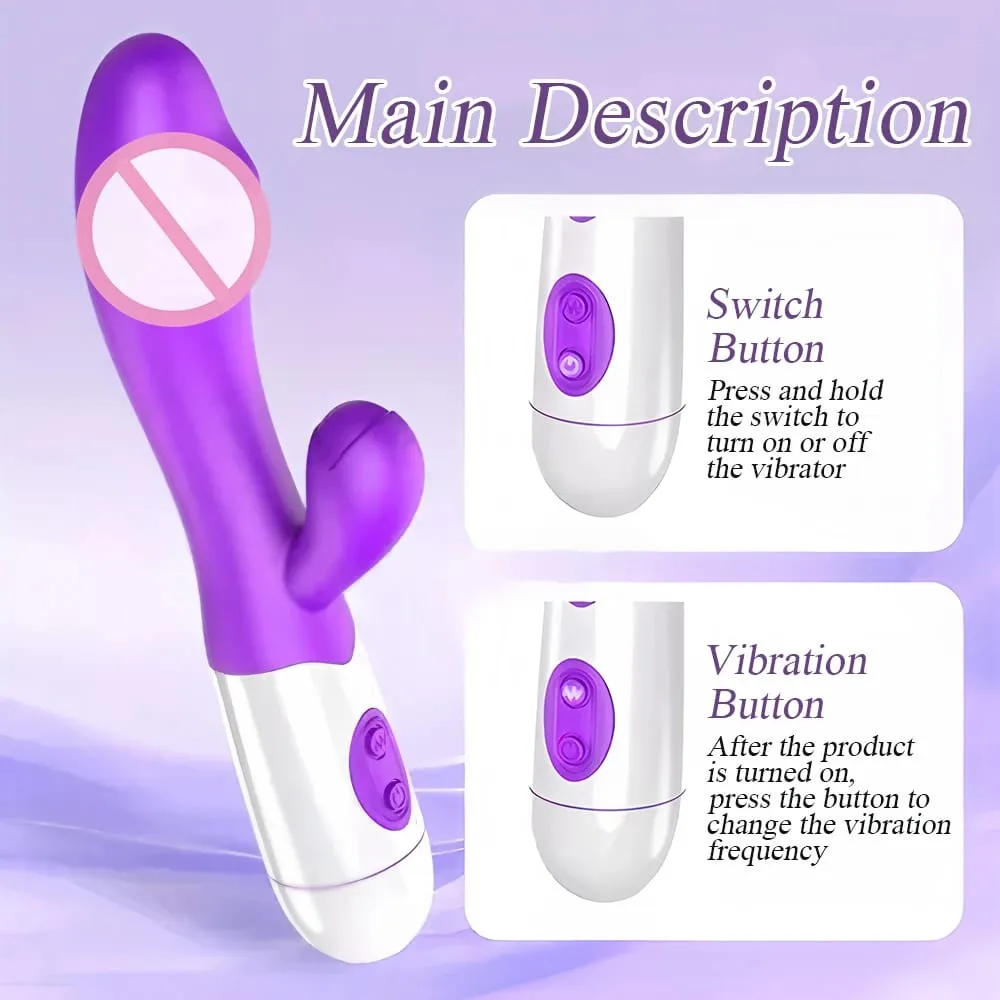 Silicone Rabbit Vibrator G Spot Dildo Dual Vibrating Clitoris Massager 10 Speeds Sex Toy for Women — image 4