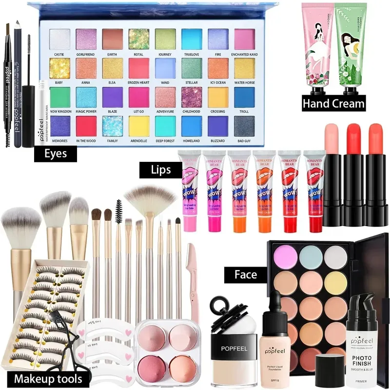 All-in-One Makeup Kit Gift Set with Eyeshadow Palette Foundation Lip Gloss Blush Brushes Eyeliner and More Beauty Gifts — image 7