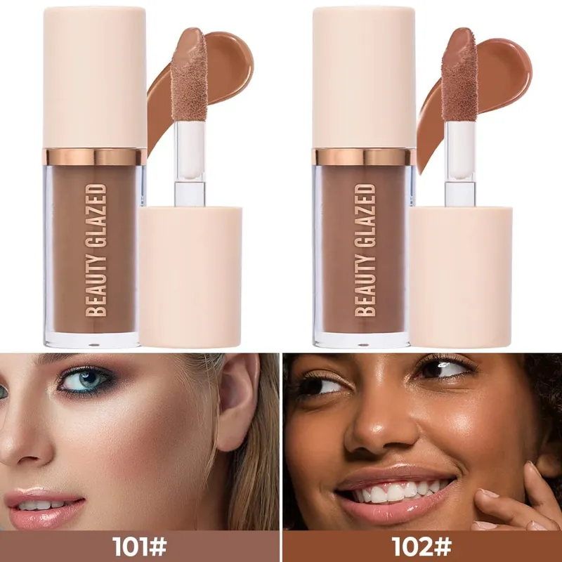 3pcs Face Makeup Set Liquid Foundation+Primer+ Liquid Contour Natural Weightless Long-wearing Smudgeproof Bronzer — image 3