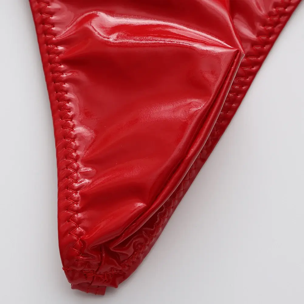 1pc Men Glossy Faux Leather G-string U-convex Pouch Briefs Thin-Strap Low Waist Underwear Sexy Gay Sissy Lingerie